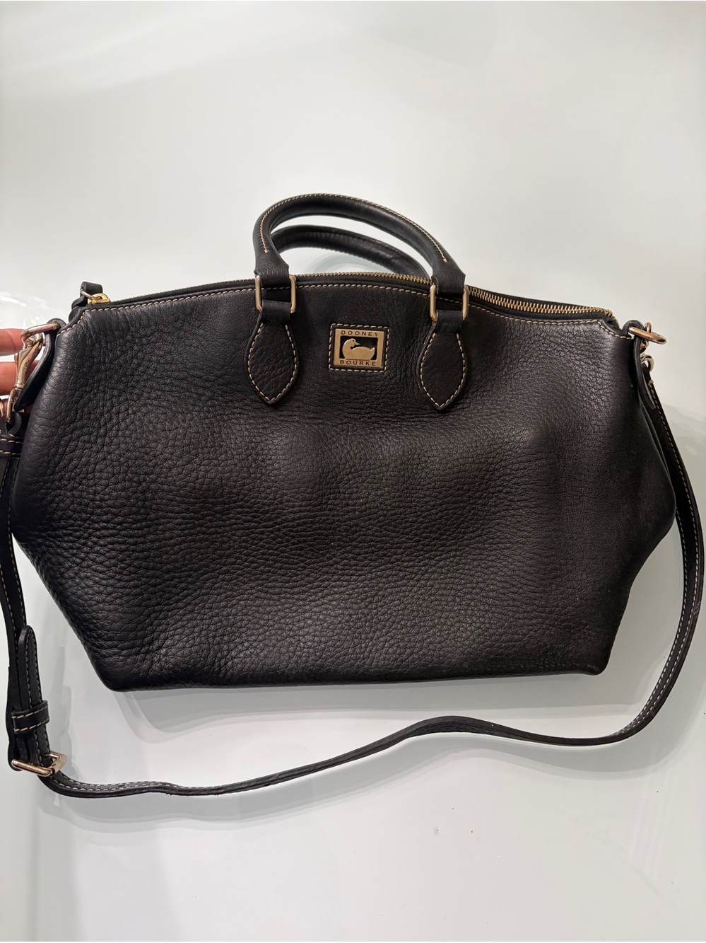 Dooney & Bourke Black Pebble Leather Satchel with Shoulder Strap - Picture 10 of 15